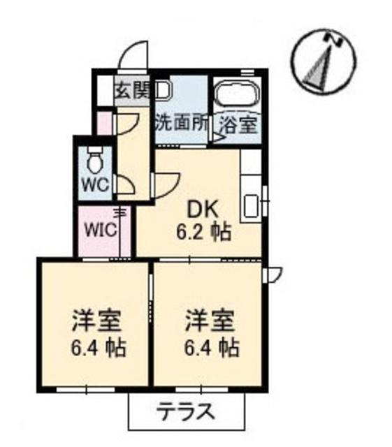 リブランD棟(2DK/1階)の間取り写真