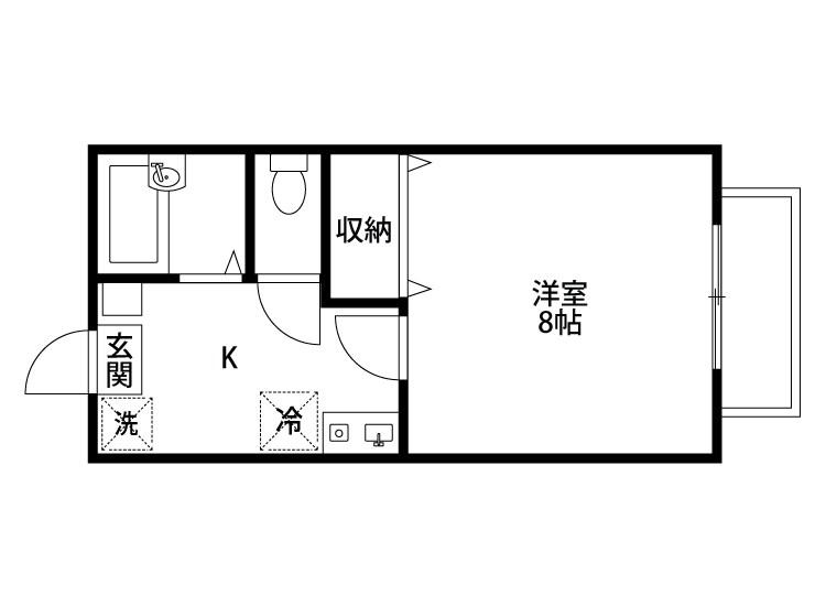 ヴィラコンコルディア(1K/1階)の間取り写真