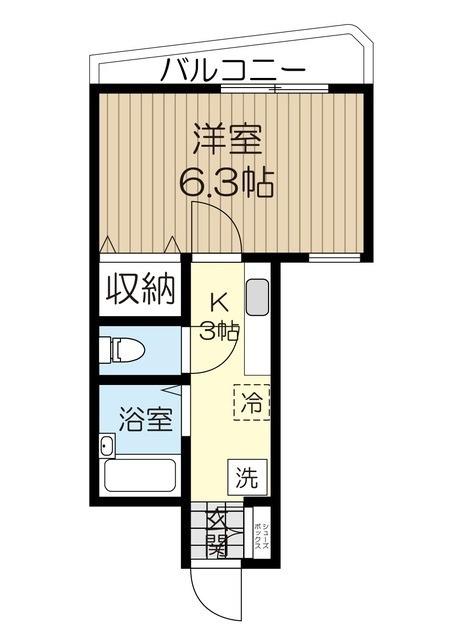 ウエルス東照宮(1K/2階)の間取り写真