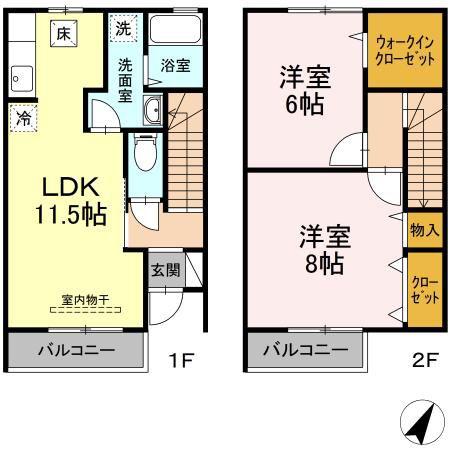 FAIRY COURT“I”(2LDK/1階)の間取り写真