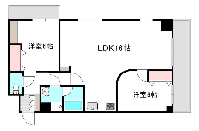 コマツエステート2(2LDK/4階)の間取り写真
