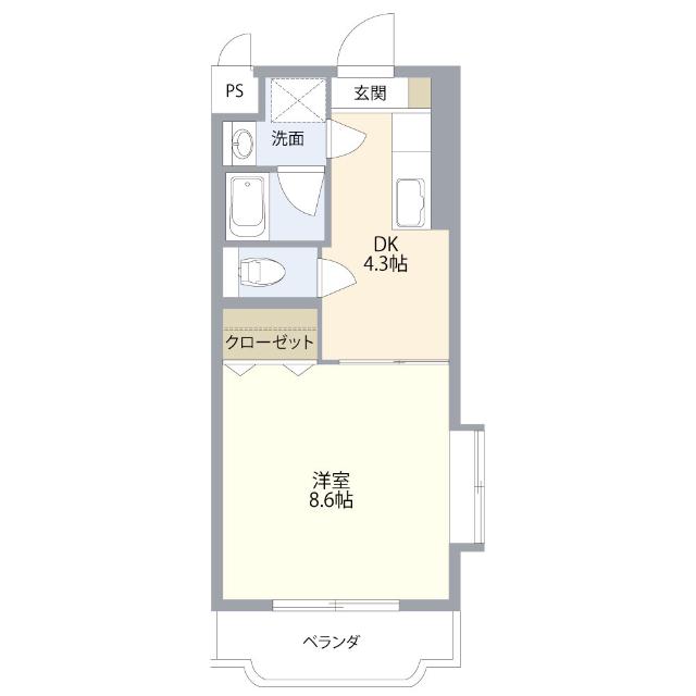 サニーヒル(1DK/3階)の間取り写真