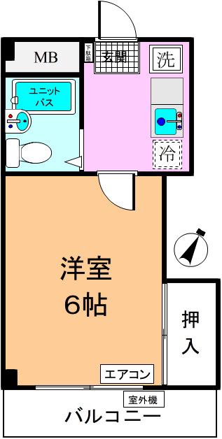 ジュネス金子(1K/3階)の間取り写真