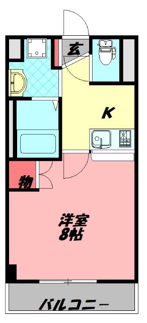 サンフレンドユーⅠ(1K/2階)の間取り写真