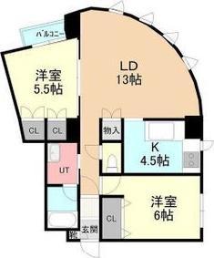 恒志堂手稲ビルII(2LDK/6階)の間取り写真
