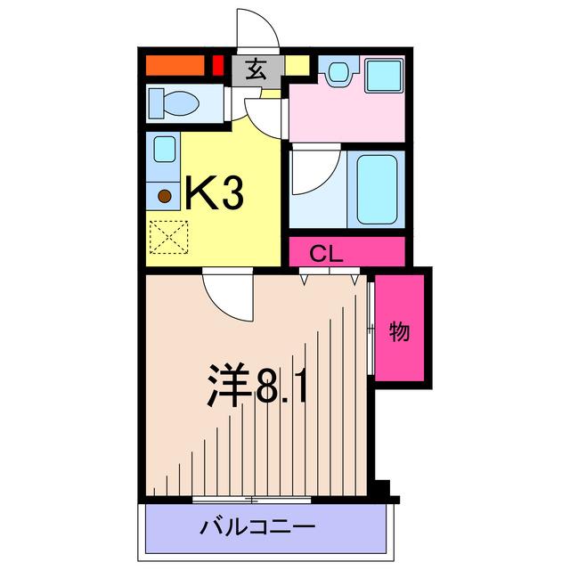 エクセルシオール(1K/3階)の間取り写真