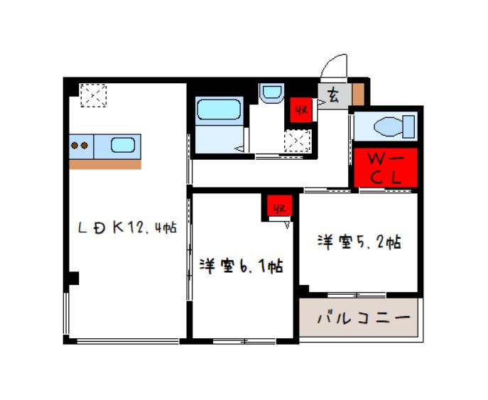 LAKIA DUE (2LDK/3階)の間取り写真