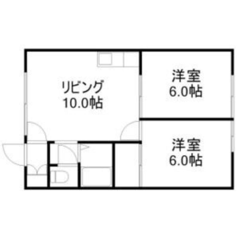 ラテルネ八軒(2LDK/2階)の間取り写真