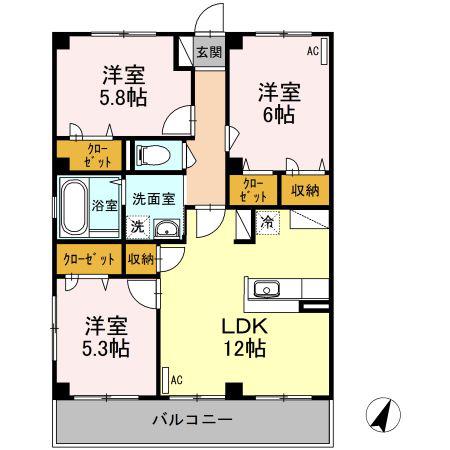 グレイスフルT(3LDK/2階)の間取り写真