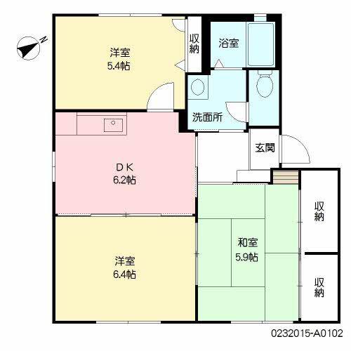 ストーク2番館A(3DK/1階)の間取り写真
