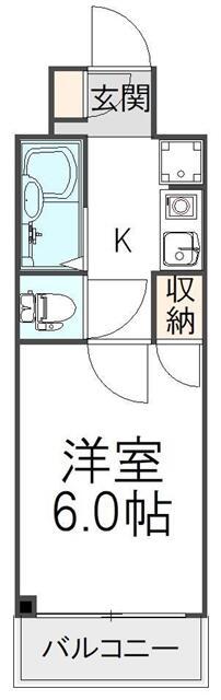 ベルシティ(1K/6階)の間取り写真