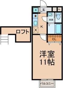 ノースEN LIGHTS 藤ヶ丘(1K/2階)の間取り写真