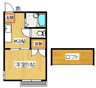 サンフラワー市川(1K/2階)の間取り写真