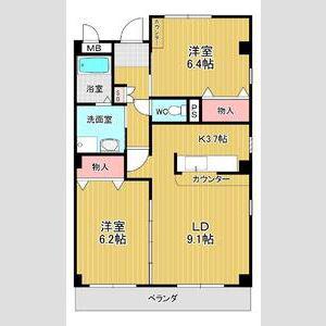フォレストスクエア シバタ(2LDK/3階)の間取り写真