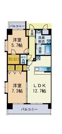 ウッドヴィレッジ城南(2LDK/7階)の間取り写真