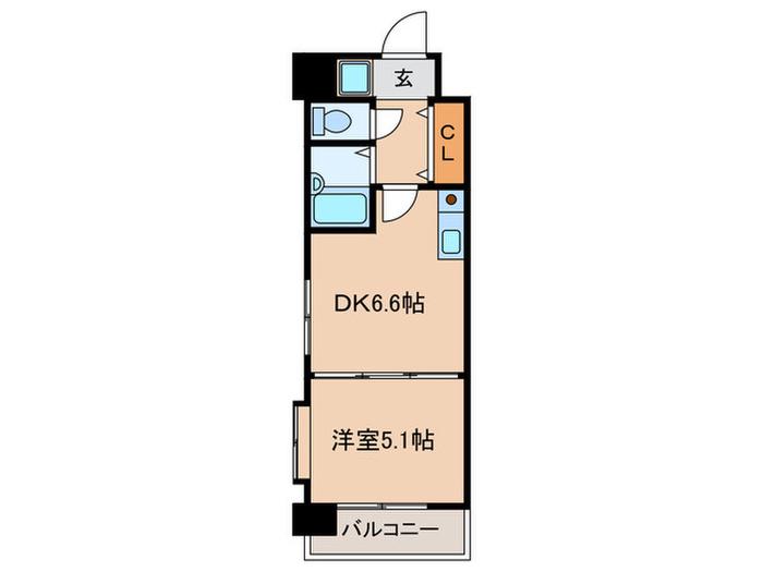 セピア西公園(1DK/5階)の間取り写真
