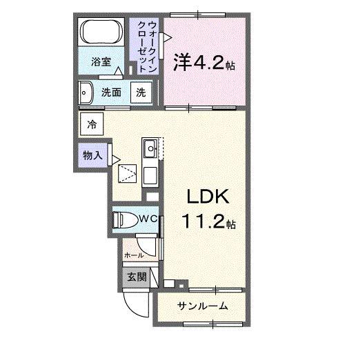 ミモザ・グレイス(1LDK/1階)の間取り写真