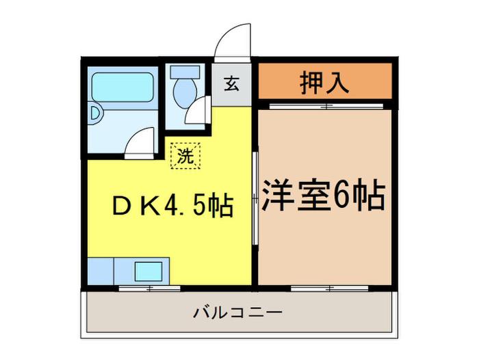 カーサカサレ(1DK/2階)の間取り写真