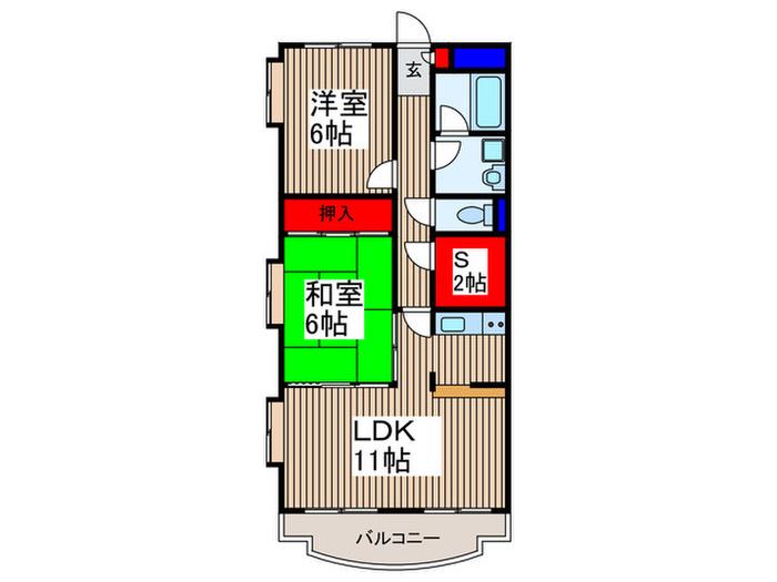 ドエル壱番館(2SLDK/2階)の間取り写真