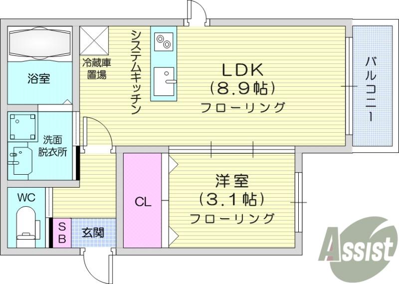 アルカンシエル0(1LDK/2階)の間取り写真