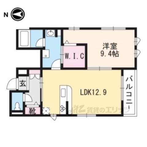 グリシーヌ丸太町(1LDK/2階)の間取り写真