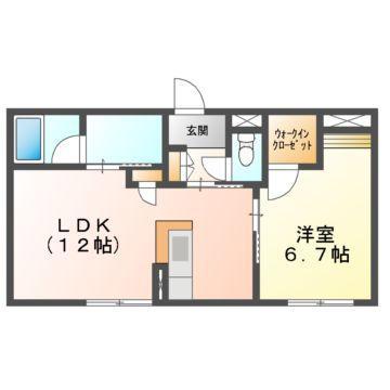 グレースヴィラ西崎(1LDK/1階)の間取り写真