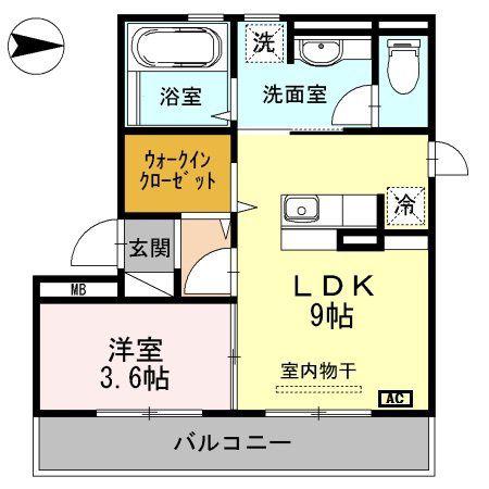 グランツェーレ(1LDK/2階)の間取り写真