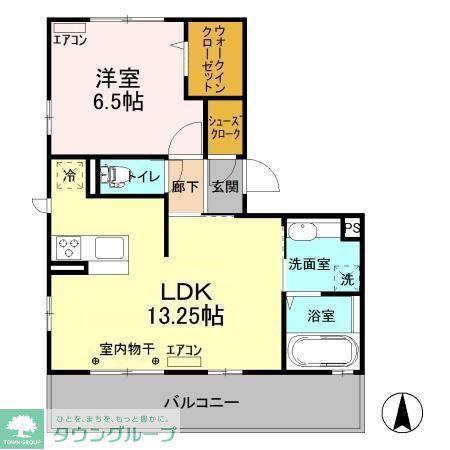 PIXIE HOLLOW B棟(1LDK/2階)の間取り写真