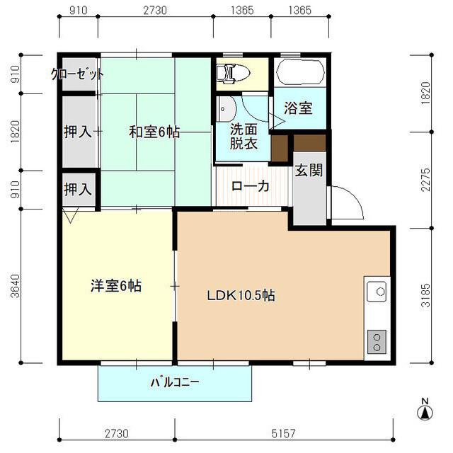 プランタン(2LDK/2階)の間取り写真