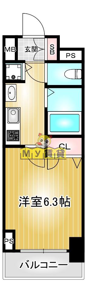 プレサンス大須観音駅前サクシード(1K/3階)の間取り写真