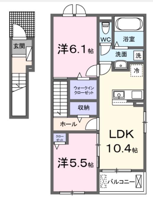 パイン フォレスト(2LDK/2階)の間取り写真