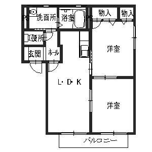 カーサ・チェレステ(2LDK/2階)の間取り写真