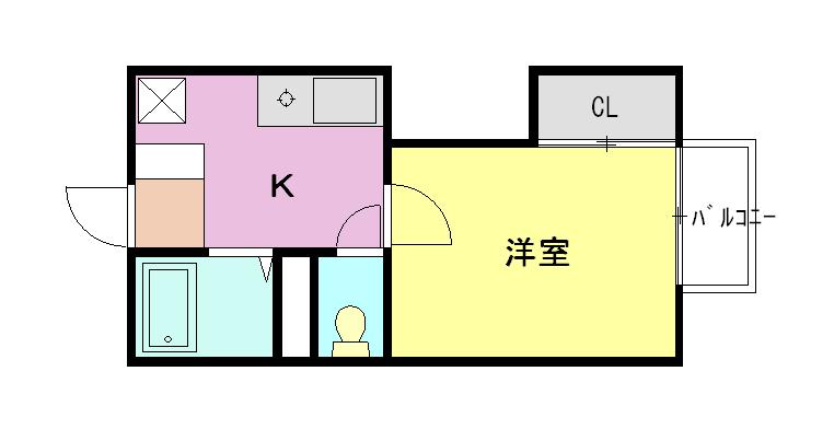 ウッディヒルズ(1K/2階)の間取り写真