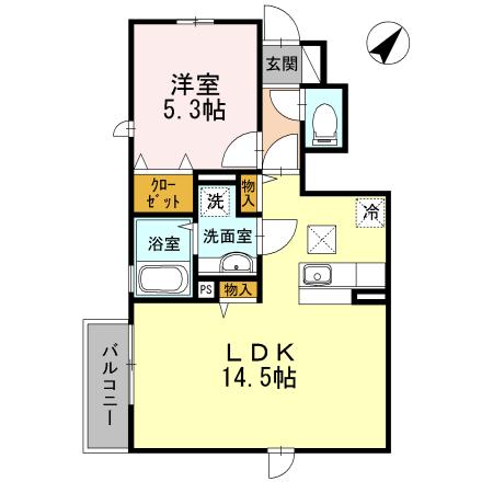 ドルチェ鎌倉(1LDK/1階)の間取り写真