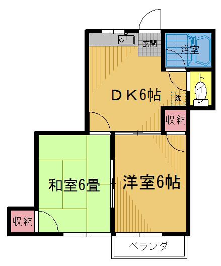ハイツドリーム(2DK/1階)の間取り写真