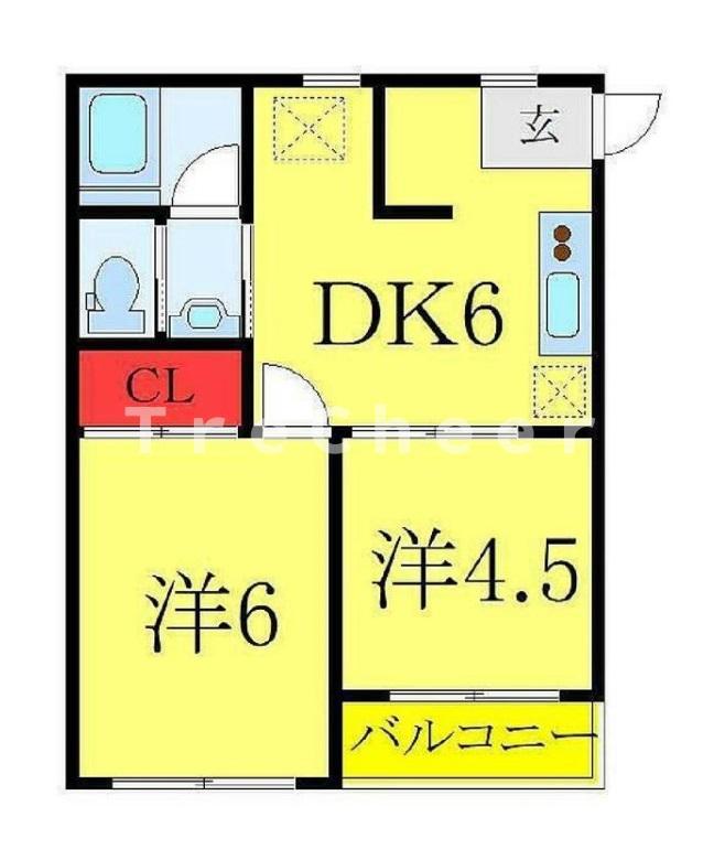ライフコア本町(2DK/3階)の間取り写真