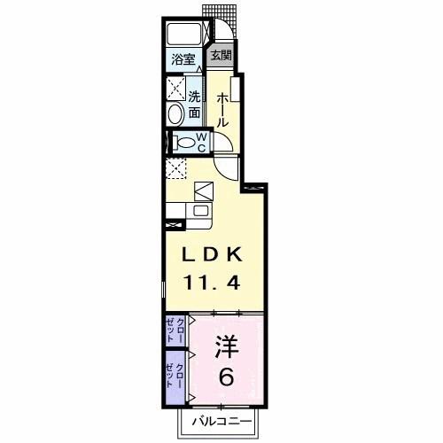 マロングレイス(1LDK/1階)の間取り写真