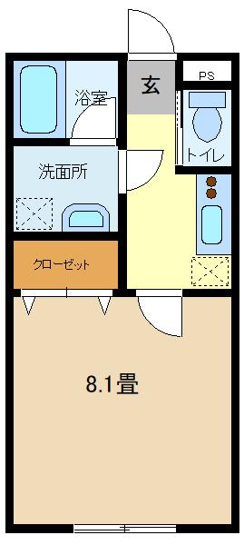 AMBITION備後(1K/1階)の間取り写真