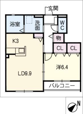 ヒルサイドテラス B棟(1LDK/1階)の間取り写真