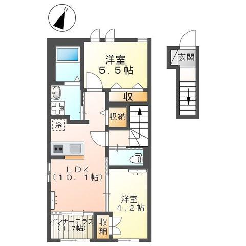 ルピナス(2LDK/2階)の間取り写真
