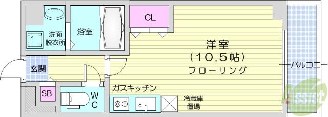 コーポこがね(ワンルーム/2階)の間取り写真