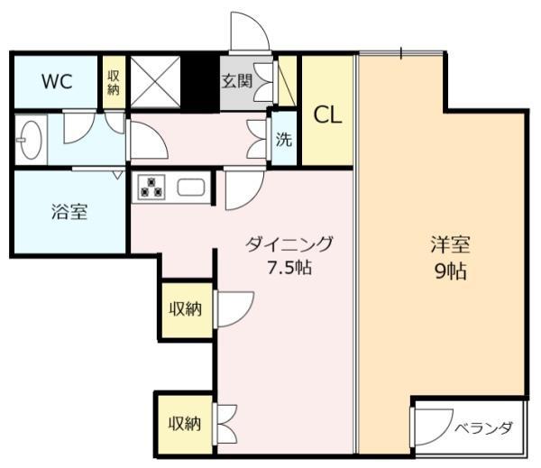 スカイエスタ西早稲田(1LDK/7階)の間取り写真