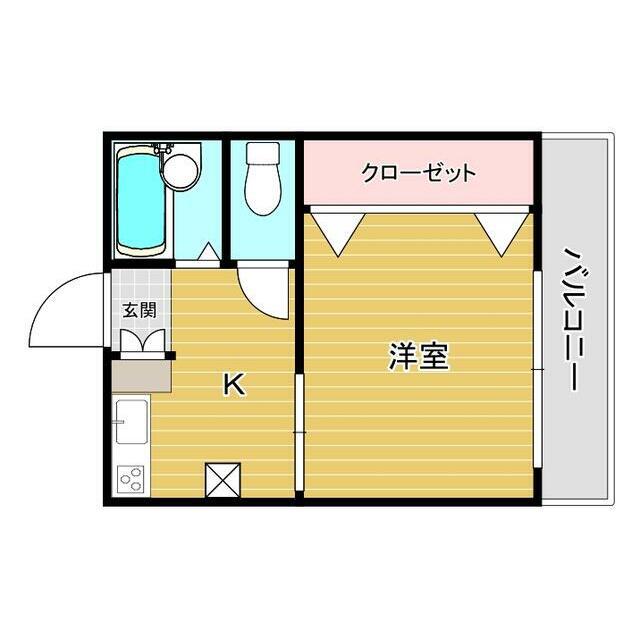 桧ハイツ(1K/1階)の間取り写真