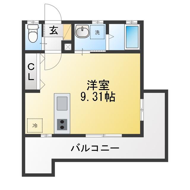 戸塚町計画(ワンルーム/2階)の間取り写真