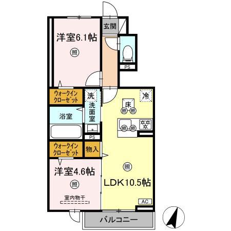 アン ソレイユ(2LDK/1階)の間取り写真