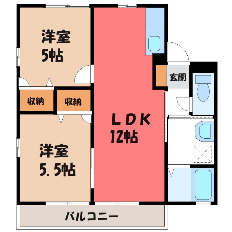 エルハイムC-1(2LDK/1階)の間取り写真