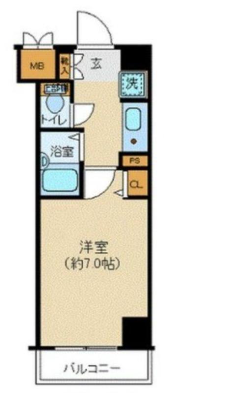 菱和パレス三田慶大前(1K/6階)の間取り写真