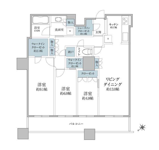 ザ・パークハウス西新宿タワー60(3SLDK/49階)の間取り写真