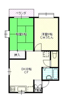 ハウスビアンカA(2DK/2階)の間取り写真