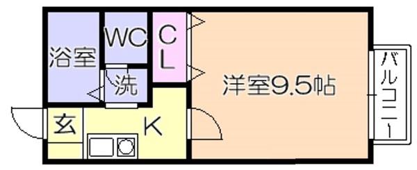 フローラルコート(1K/1階)の間取り写真